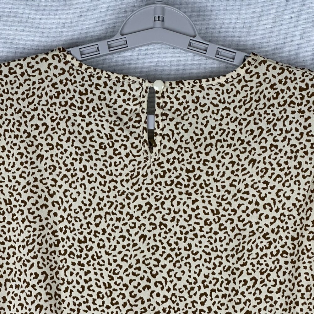 PRETTY GARDEN WOMEN'S LEOPARD PRINT TIERED MIDI FLOWY DRESS FUFF SLEEVE M - Picture 4 of 12